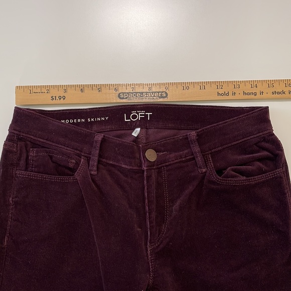 Loft Wine Corduroy Skinny Pants Size 4 - Picture 10 of 10